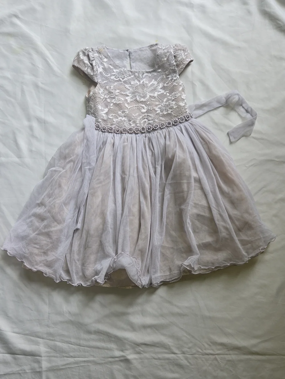 Bonnie Jean Silver Lace & Tulle Girls Formal Dress